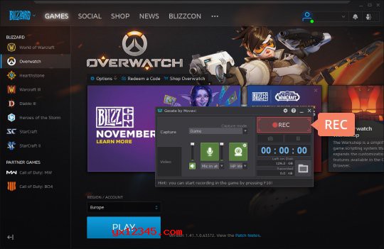 运行软件开始录制,进入守望先锋