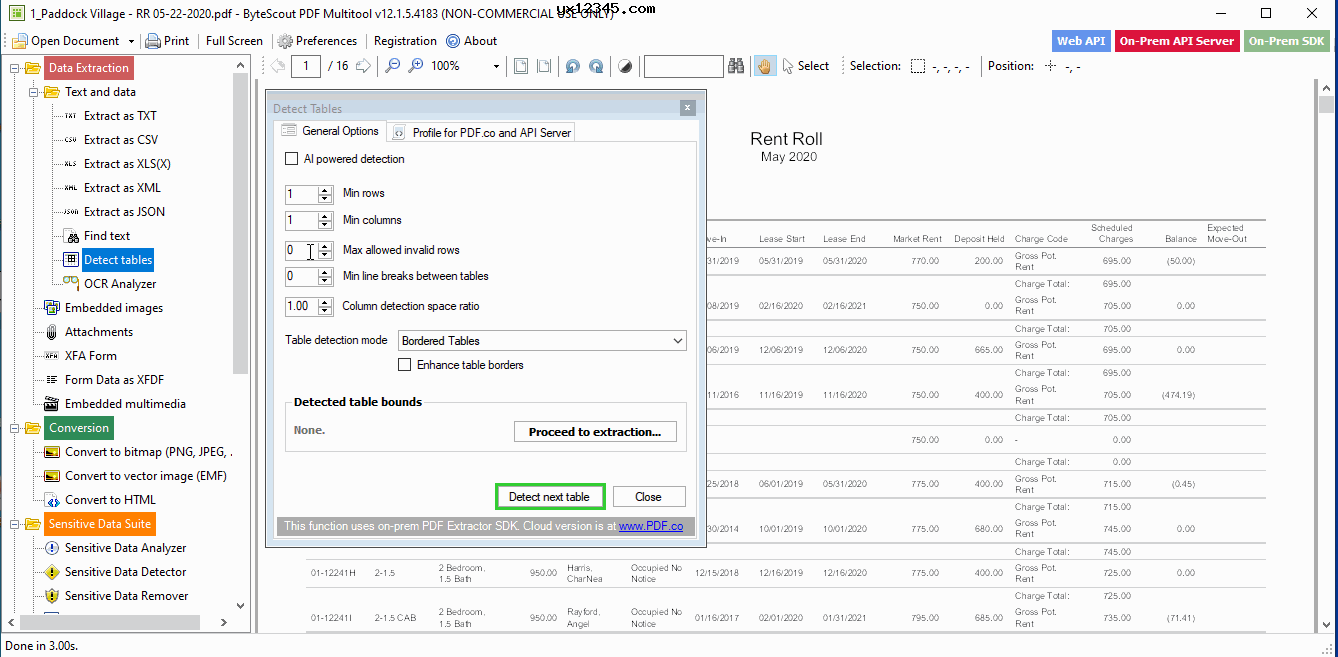 自动表格检测 - 无边界表格